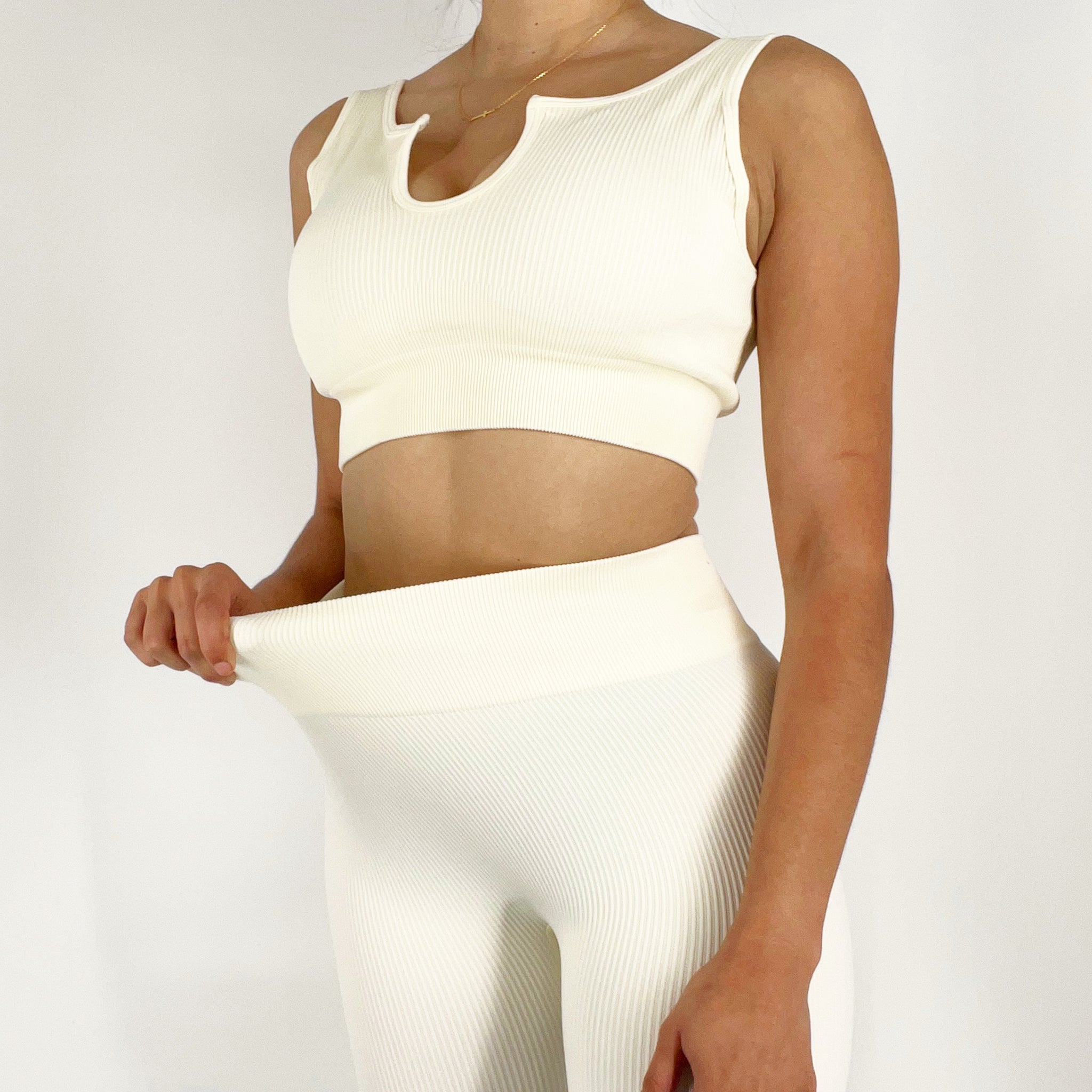 Ribbed Active Wear- Off White